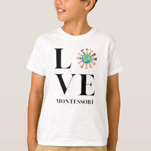 愛 モンテッソーリ 世界中の子供たち Tシャツ