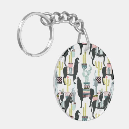 愛|ラマ及びろばパターンについてのタコスは キーホルダー (正面左)