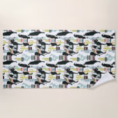 愛|ラマ及びろばパターンについてのタコスは ビーチタオル (正面)