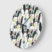 愛|ラマ及びろばパターンについてのタコスは ラージ壁時計 (傾斜)