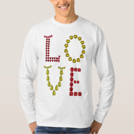 愛 – ルビーとイエローシトリンジェムストーンレタリング Tシャツ