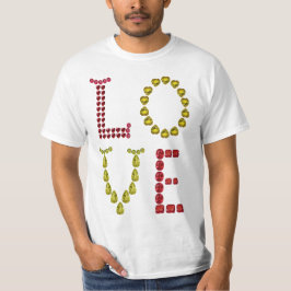 愛 – ルビーとイエローシトリンジェムストーンレタリング Tシャツ