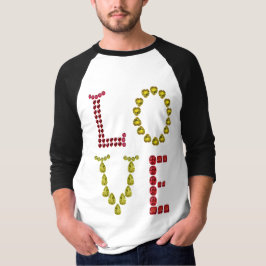 愛 – ルビーとイエローシトリンジェムストーンレタリング Tシャツ