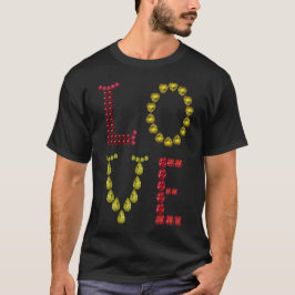 愛 – ルビーとイエローシトリンジェムストーンレタリング Tシャツ