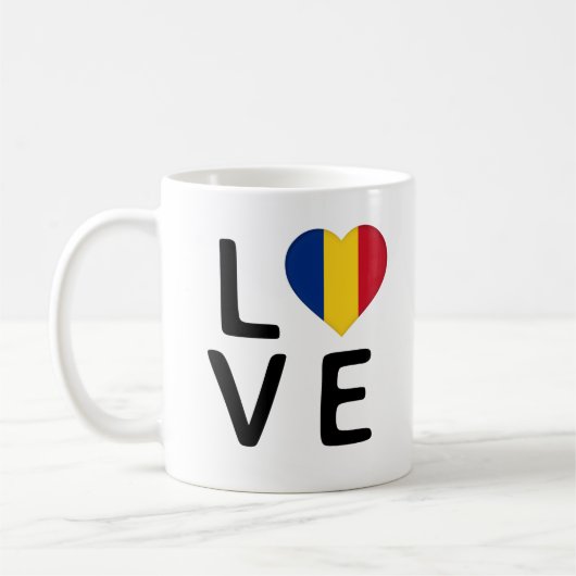 愛 – ルーマニア国旗 コーヒーマグカップ (左)