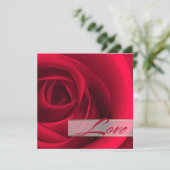 愛.レッドエレガント・ローズ・バレンタイン・カード 招待状 (スタンド正面)