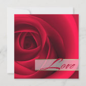 愛.レッドエレガント・ローズ・バレンタイン・カード 招待状 (正面)