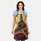 愛&ロマンスシティオブパリエッフェルタワーフランス エプロン (着用した状態)