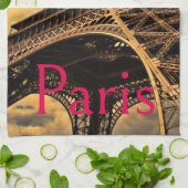 愛&ロマンスシティオブパリエッフェルタワーフランス キッチンタオル (折り畳み)