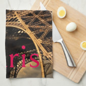 愛&ロマンスシティオブパリエッフェルタワーフランス キッチンタオル (四つ折り)