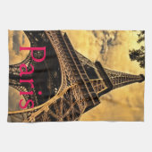 愛&ロマンスシティオブパリエッフェルタワーフランス キッチンタオル (横)