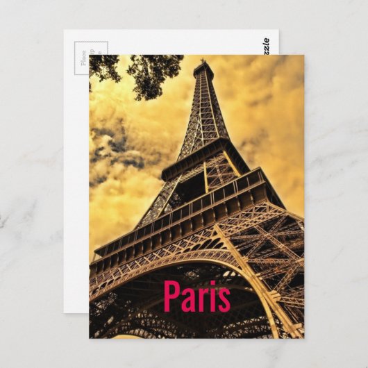 愛&ロマンスシティオブパリエッフェルタワーフランス ポストカード (正面/裏面)