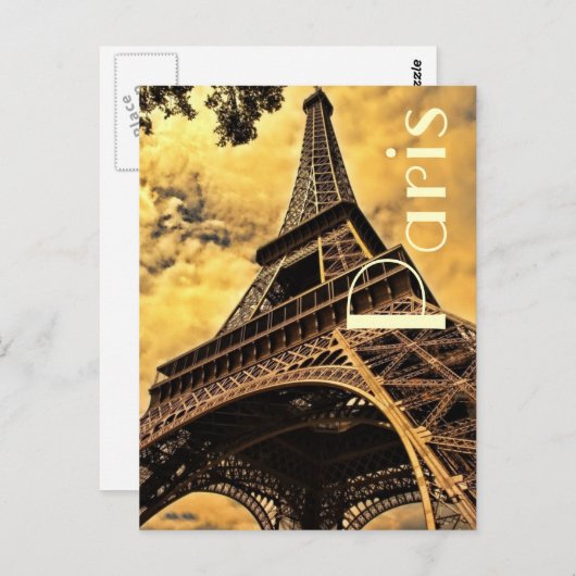 愛&ロマンスシティオブパリエッフェルタワーフランス ポストカード (正面/裏面)