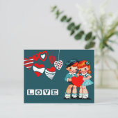 愛.ヴィンテージキッズバレンタインデーのはがき シーズンポストカード (スタンド正面)