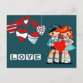 愛.ヴィンテージキッズバレンタインデーのはがき シーズンポストカード (正面)