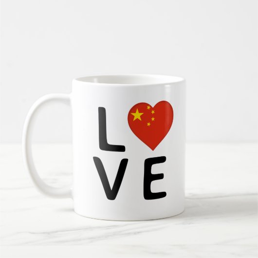 愛 – 中国旗 コーヒーマグカップ (左)
