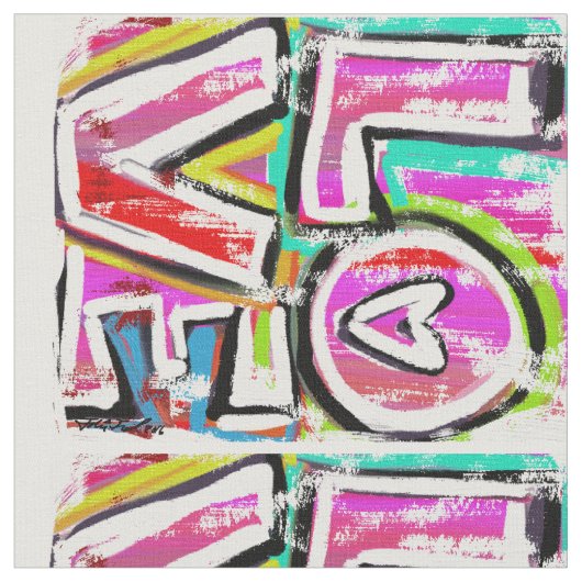 愛(中型のプリント) ファブリック (クローズアップ)