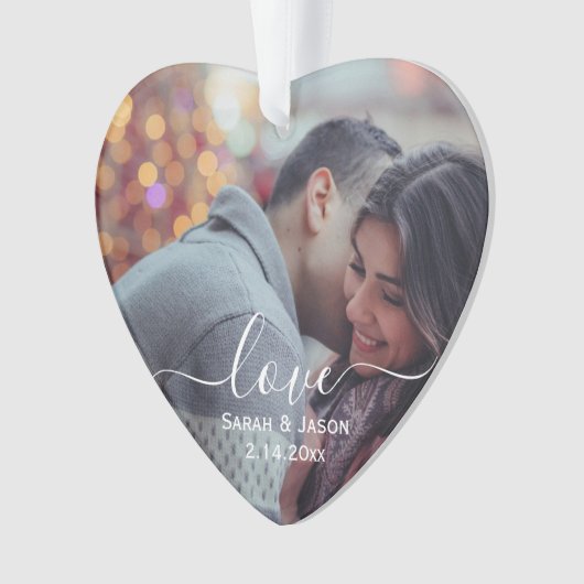 愛 |写真カスタムの結婚写真 オーナメント (正面)