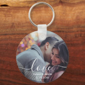 愛 |写真カスタムの結婚贈り物 キーホルダー (正面)