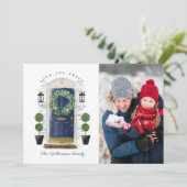 愛、喜び、平和海軍の水の色のフロントドアフォト シーズンカード (スタンド正面)