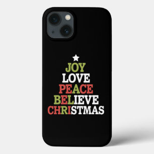 愛 喜び 平和 信じる クリスマスツリー 家族 iPhone 13ケース