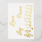 愛 喜び 平和 音楽の音符 メリークリスマス 箔シーズンカード (正面)