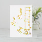 愛 喜び 平和 音楽の音符 メリークリスマス 箔シーズンカード (立ち正面)