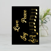 愛 喜び 平和 音楽の音符 メリークリスマス 箔シーズンカード (立ち正面)