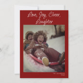愛、喜び、笑いミニマルモダンリスト写真 シーズンカード (正面)