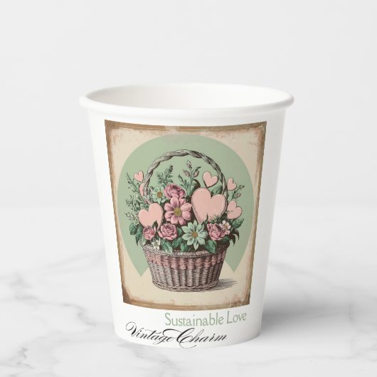 愛、地球に優しヴィンテージチャーム 紙コップ (正面)