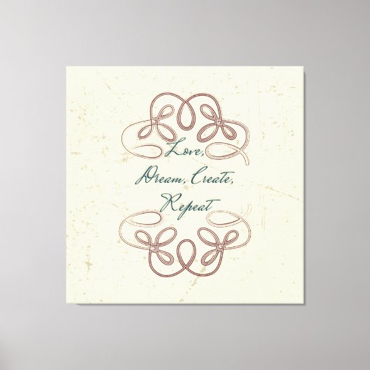 愛、夢、作成、繰り返しフォークデザイン キャンバスプリント (正面)