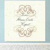 愛、夢、作成、繰り返しフォークデザイン キャンバスプリント (インサイチュ (ウッドフロア))