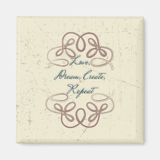 愛、夢、作成、繰り返しフォークデザイン マグネット (正面)