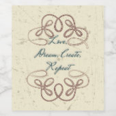 愛、夢、作成、繰り返しフォークデザイン ワインラベル (シングルラベル)