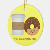 愛、完全な組のかわいいコーヒーそしてドーナツ セラミックオーナメント (左)
