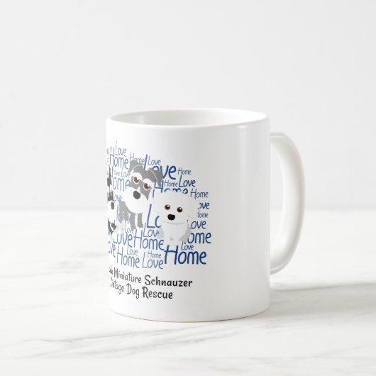 愛、家庭のシュナウツァーの白のマグ コーヒーマグカップ (正面右)