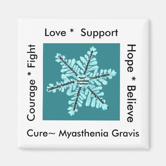 愛/希望/戦い/癒し – 筋無力症認識度 マグネット (正面)