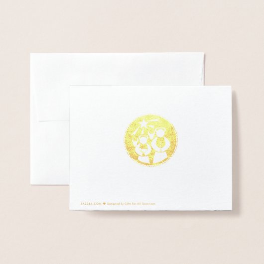 愛、平和と喜び出生と鹿のクリスマス 箔カード (裏面封筒付き)