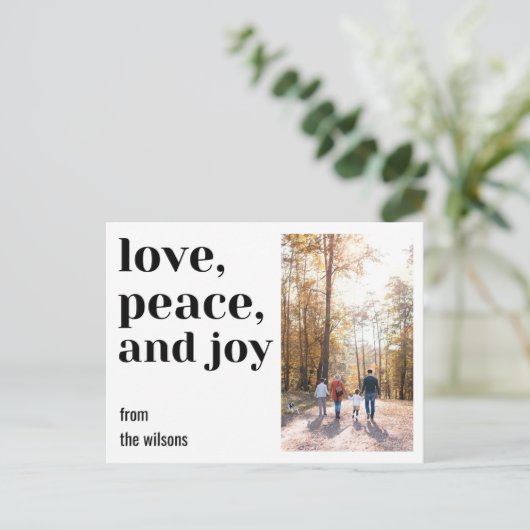 愛、平和と喜び、はっきりしたモダン上品な写真 ポストカード (スタンド正面)