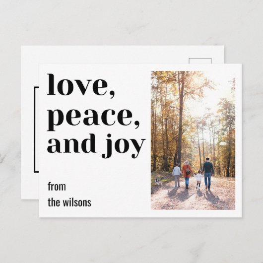 愛、平和と喜び、はっきりしたモダン上品な写真 ポストカード (正面/裏面)