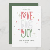 愛、平和及び喜びの休日カード 招待状 (正面/裏面)