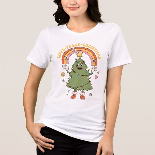 愛、平和、クリスマス – Groovy Holiday トライブレンドＴシャツ (正面)