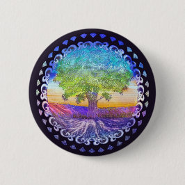 愛、平和、バランス生命の樹 缶バッジ