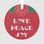 愛、平和、喜びを持つミニマルな赤いポインセチア オーナメント (裏面)