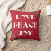 愛、平和、喜びを持つミニマルな赤いポインセチア クッション (ブランケット)