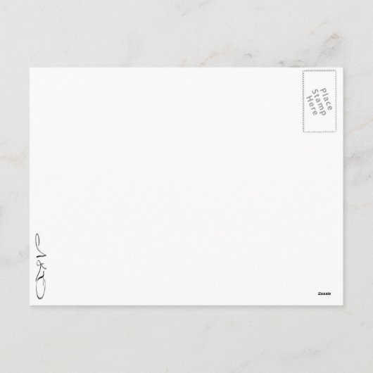 愛、平和、喜びを持つミニマルな赤いポインセチア シーズンポストカード (裏面)