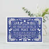 愛、平和、喜びパペルピカドブルークリスマス シーズンカード (スタンド正面)