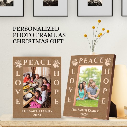 愛・平和・希望クリスマスグリーティング写真 レーザー彫刻フレーム