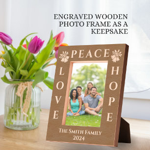 愛・平和・希望クリスマスグリーティング写真 レーザー彫刻フレーム