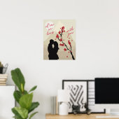 愛、恋愛物語の可愛い若いロマンチックなカップル ポスター (ホームオフィス)